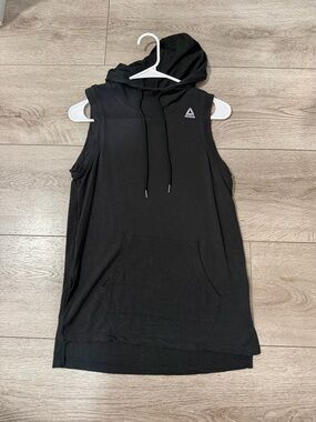 Reebok Black Hoodie Tank with Red Delta Logo